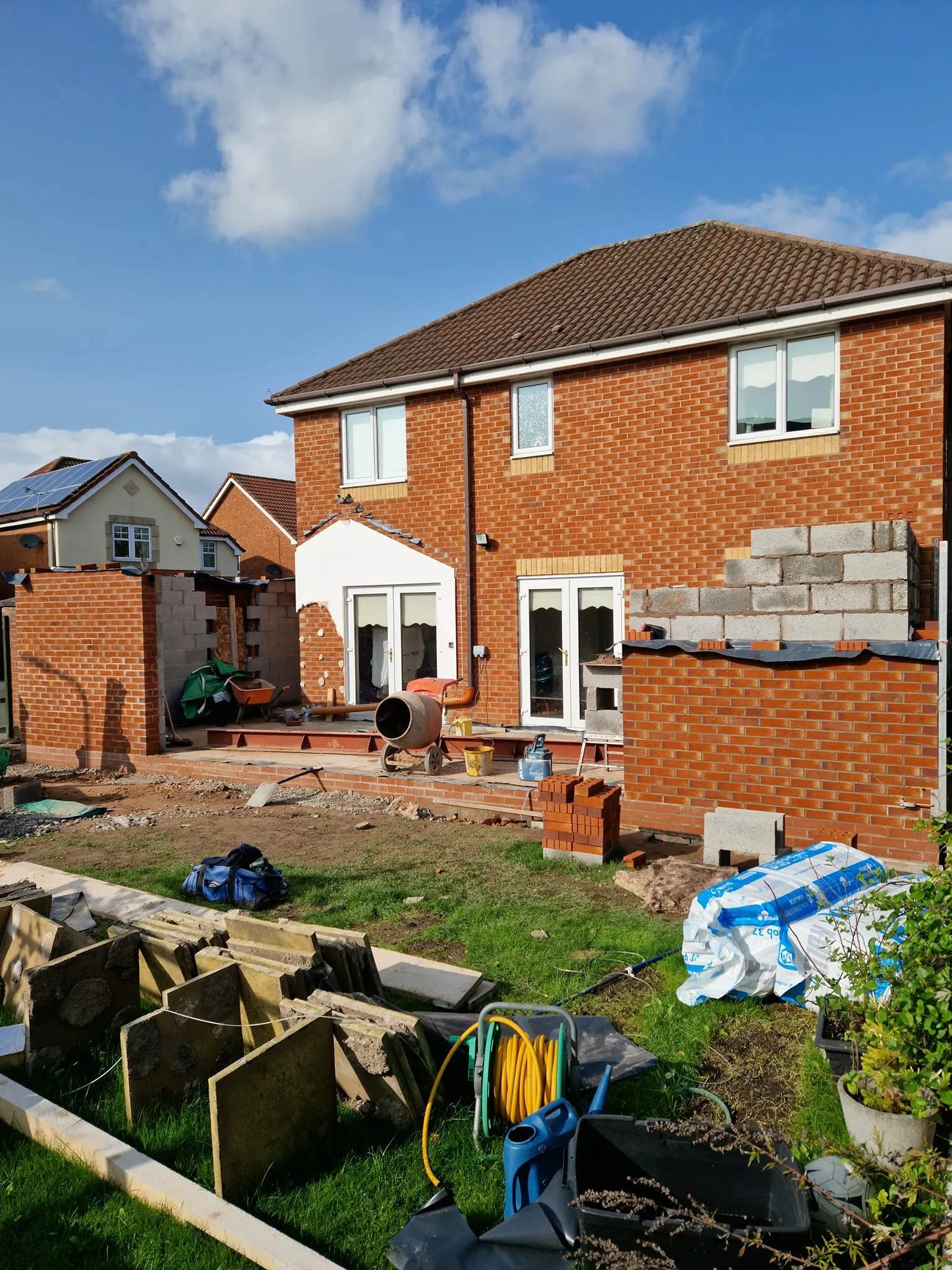 grass being damaged by bricks