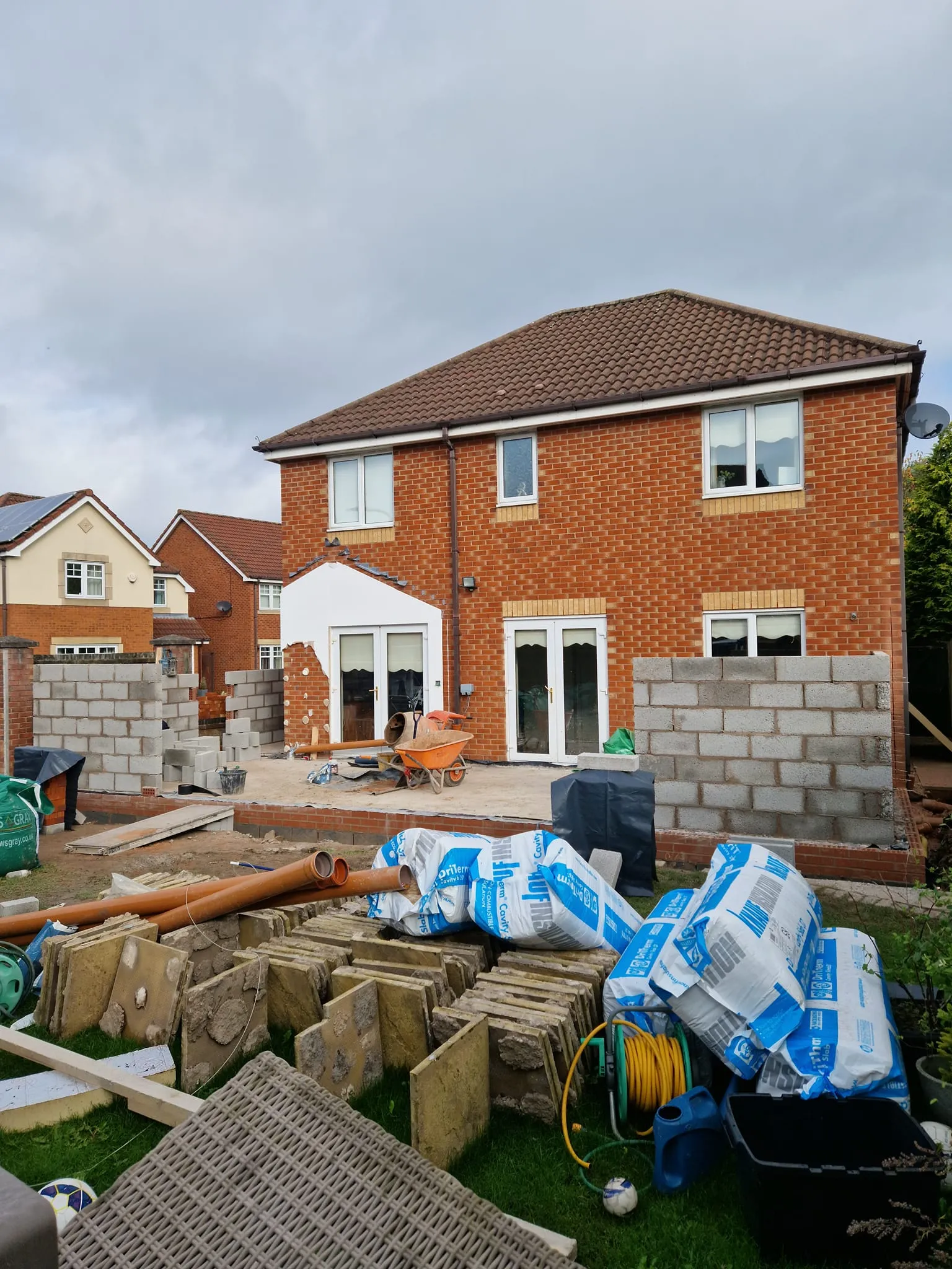 lots of bricks in garden